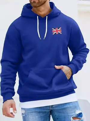 Mens Hoodie Uk British Flag Print Pullover Casual Jumper Union Jack Sweatshirt • £17.89