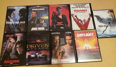 Lot Of 9 Sylvester Stallone Dvds Assassins Judge Dredd Demolition Man Driven • $45