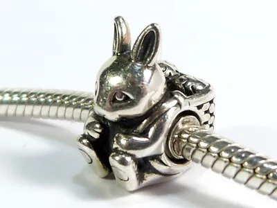 Authentic Pandora 925 Ale Silver Easter Bunny Rabbit Charm Bead 791121 Retired • £28.95