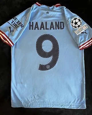 Haaland #9 Man City Home UCL Jersey 22/23 Small Soccer Football S Manchester • $49.99