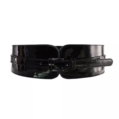 Women Patent Leather Belt Waistband Buckle Cincher For Dress Coat Waistband Belt • £15.11