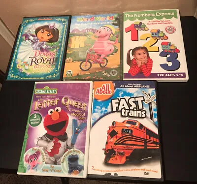 Toddler DVD's Dora The Explorer Fast Trains Sesame Street Fisher Price Lot Of 5 • $17.99