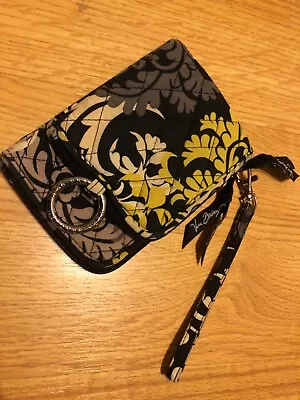 Vera Bradley Baroque WRISTLET Double ID Black Gray Lime Floral Wallet • $14.99