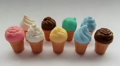 Dolls House 1:12 Miniature * 9 X Plastic Ice Cream Cones Tubs * Combined P+p • £2.50