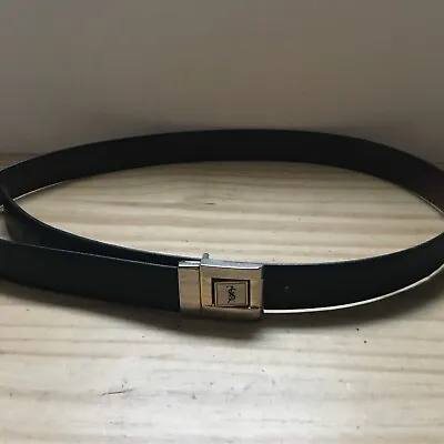 Vintage YSL Yves Saint Laurent Genuine Leather Brown Belt Size 40 ***Read • $169.99