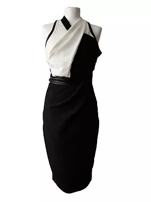 Novo London Monochrome Halter Neck Bodycon Dress Contrast Sizes 8 10 12 • £15