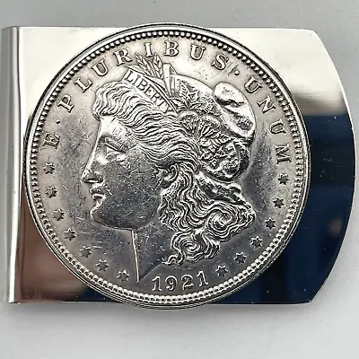 US 1921 Morgan Dollar 90% Silver Coin Large Money Clip New - Wide Design  • $74.50