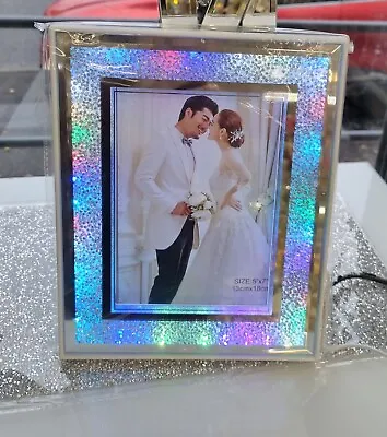 £19.99 • Buy LED Crushed Diamond Mirrored Crystal 5x7  Photo Picture Frame Colour Changing 