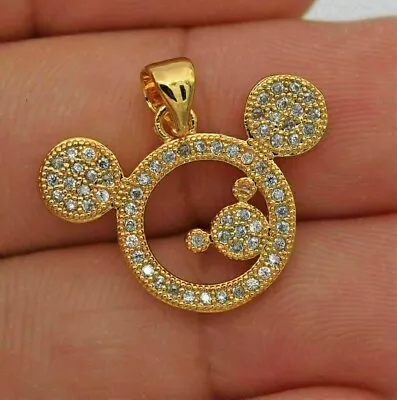 2.00Ct Round Cut Real Moissanite Mickey Mouse Pendant 14k Yellow Gold Finish • $94.99