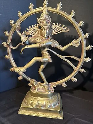 Shiva As Lord Of The Dance (Nataraja) 14.5” Vintage Brass Statue • $99.99