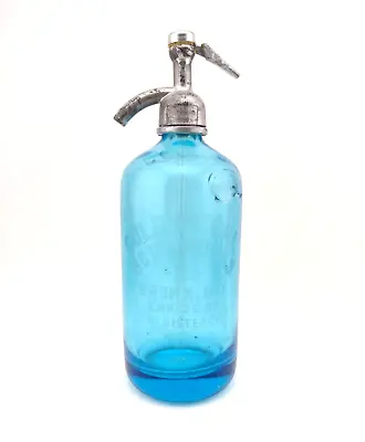 VTG GOLD MEDAL BRONX NY Cobalt Blue Czech Glass 26oz Seltzer Soda Bottle Siphon • $35