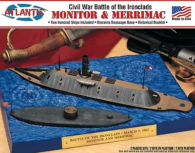 Monitor And Merrimac/Virginia Ironclads Diorama Plastic Kit Atlantis Models • $35.99