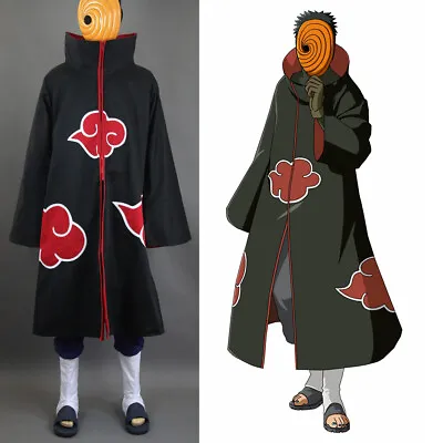 $24.99 • Buy Naruto Akatsuki Tobi Uchiha Obito Robe Cloak Coat + Resin Mask Cosplay Costume