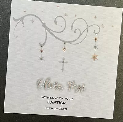 PERSONALISED Christening Naming Day Card Stars Boy Girl • £3.75