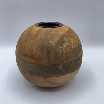 Natural Round Solid Mango Wood Tea Light Candle Holder 12cm Dia Ball Sphere Orb • £12.99