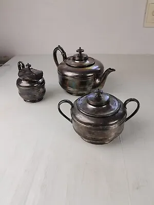Antique James Dixon & Sons England Silver Plated  Tea Pot Set 3 Piece Epbm 9099 • $111.20