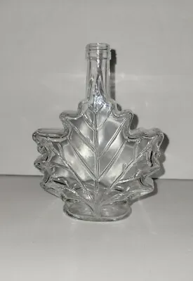 Canadian Maple Leaf Shape Clear Glass Syrup Bottle Embossed Empty No Lid Jar • $15.80