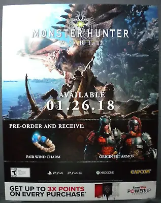 Monster Hunter World Game Store Retail Promotional 28  X 22  Display Poster Sign • $49.99