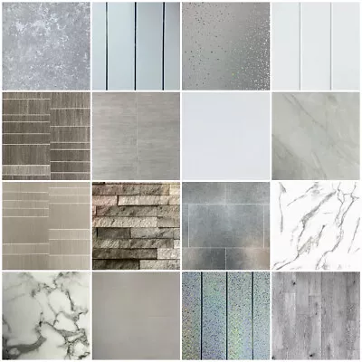 £315 • Buy Grey Bathroom Cladding 8mm White Ceiling Panels Tile Effect PVC Shower Wet Wall 