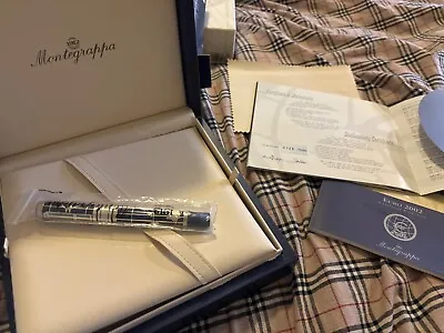 New In Box Montegrappa Euro 2002 Limited Edition Sterling Silver Fountain Pen • $1695