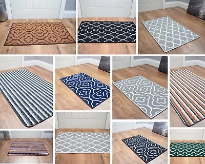 £10.35 • Buy Large Small Grey Black Rugs Hallway Runner Ochre Non Slip Washable Kitchen Mats