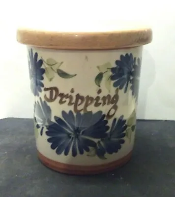 Babbacombe Pottery  DRIPPING Blue Flowers  Storage Cannister • £7
