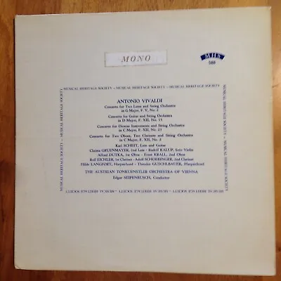 VIVALDI MHS588 Concerto Guitar Strings Violin Seipenbusch VIENNA Vinyl Record LP • $4.99