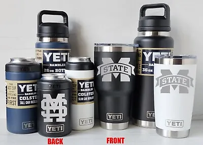 MISSISSIPPI STATE Bulldogs YETI Laser Engraved Tumblers Colsters And Bottles • $69.99