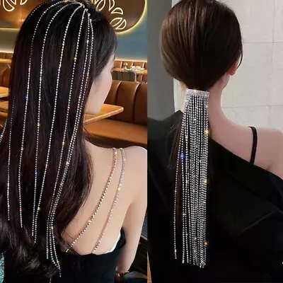 £7.19 • Buy Rhinestone Hairpins Woman Long Tassel Crystal Hair Clip Jewelry Hair Accessories