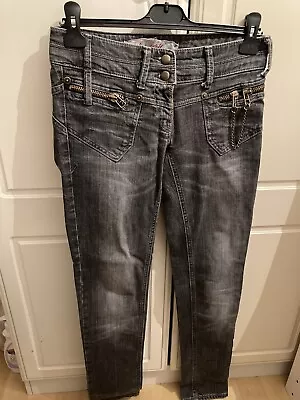 £19.99 • Buy Ladies River Island Black Biker Skinny Jeans 8 L Grey Gold Accents Vintage Y2K