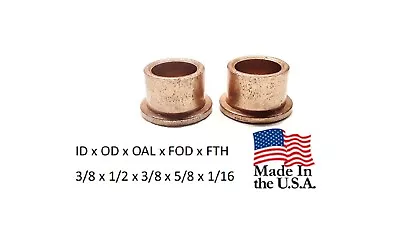 2pc American Bronze 3/8x1/2x3/8x5/8x1/16  Made In USA Flanged Bronze Bushing • $3.55