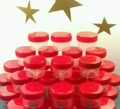 12 Plastic Jars 1 Tblsp 1/2 Oz RED Screw Caps Lids Party Container 3803 DecoJars • $11.95