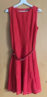 Wallis Red Dress Sleeveless With Belt. Size 12 • £1.99