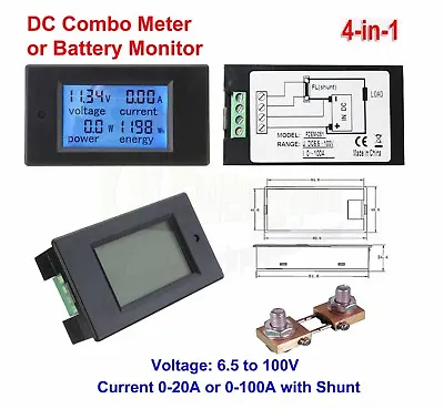 £14.69 • Buy Digital DC Watt Meter 12v 24v 48v Voltage Current Battery Monitor Solar Power