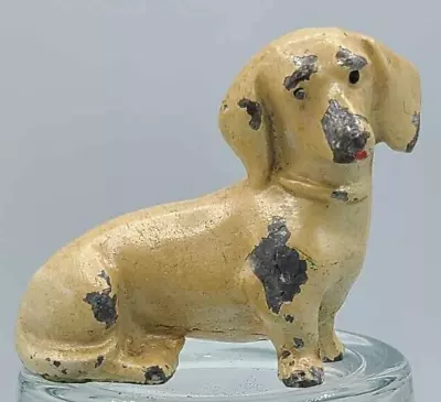 Antique Metal Dachshund Dog Miniature Figurine ~ 2 H • $95