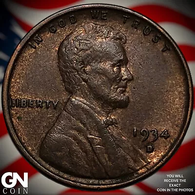 1934 D Lincoln Cent Wheat Penny X6970 • $8