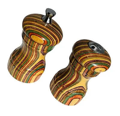 Vintage Mr. Dudley Marzo Rainbow Wooden Salt Shaker And Pepper Grinder Mill • $39