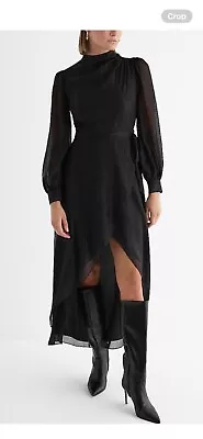 Express Metallic Mock Neck Surplice Hi-Lo Maxi Dress Size S BRAND NEW WITH TAGS • $35