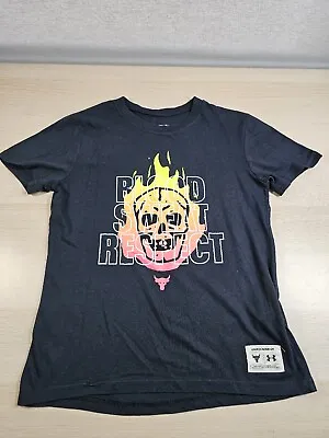 £14.99 • Buy Under Armour Project Rock Blood Sweat Respect Loose Heat Gear Tshirt YMD 10-12