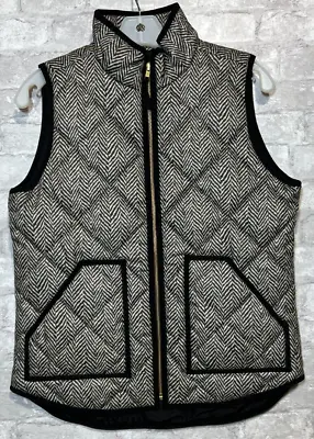 NWT J. CREW Excursion Black Herringbone Quilted Puffer Vest Size Small • $29