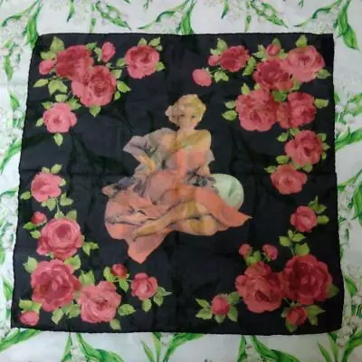 Dolce&Gabbana 100% Silk Scarf Marilyn Monroe Rose Art Black Pink 48 X 48cm • $101.09