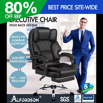 ALFORDSON Office Chair Gaming Executive Computer Racer PU Leather Seat Recliner • $159.95