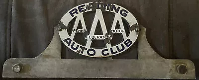 Reading PA Porcelain License Plate Topper AAA Federation Motor Auto Club Sign • $19.99