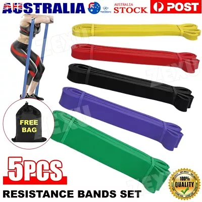 $6.95 • Buy Heavy Duty Resistance Band Power Exercise Gym Yoga Fitness Workout Loop Band Set