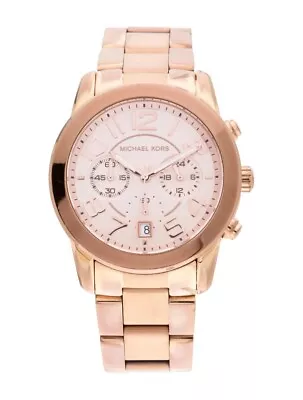 Michael Kors Mercer Rose Gold Tone Steel Salmon Dial Quartz Ladies Watch MK5727 • $79.99