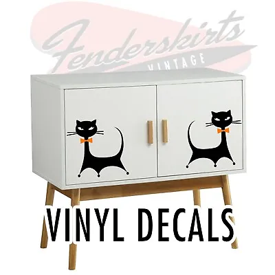 Vinyl DECALS Set 2 Atomic Kitty Cat Atomic Vintage Inspired Retro Mid Century • $10