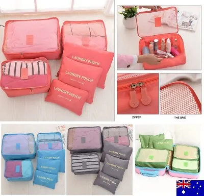 $13.75 • Buy 6pcs Packing Cubes Travel Luggage Organiser Bag Clothes Suitcase Storage Bags