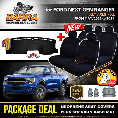 BARRA Neoprene Seat Covers + Dash Mat NEXT GEN RANGER XLT XLS XL 2022-24 DM1650 • $299.95