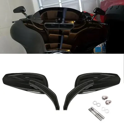 Black Rear View Mirrors 8mm For Harley Touring Street Glide Road King Sportster • $33.98