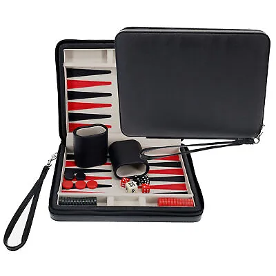 WE Games Magnetic Backgammon Set Leatherette Case Carrying Strap - Travel Size • $47.99